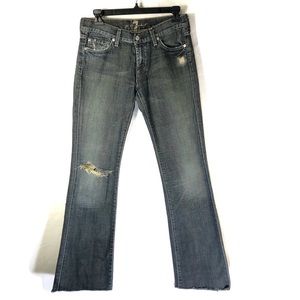 7 For All Mankind Distressed Raw Hem Bootcut Jeans